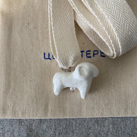 NWT Tsvite Teren [L Y U L I] Porcelain Sheep Pendant On A Cord - Picture 4 of 14